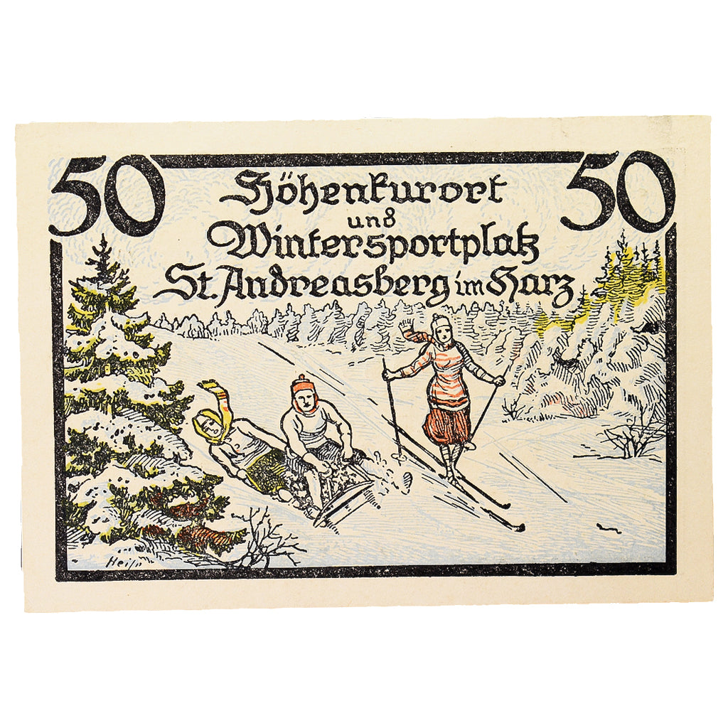 Geldschein, Deutschland, Saint Andreasberg, 50 Pfennig, ski 4, 1921, 1921-10-01