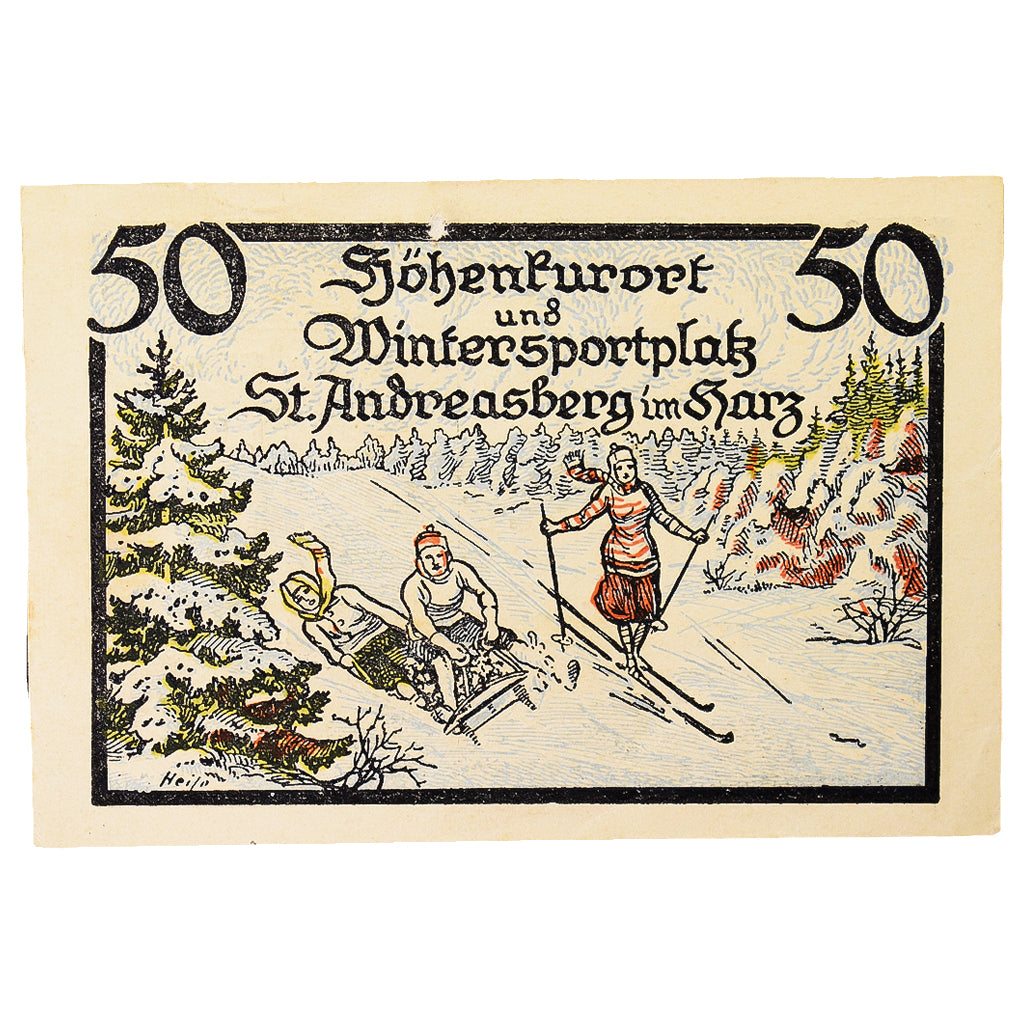 Geldschein, Deutschland, Saint Andreasberg, 50 Pfennig, ski 5, 1921, 1921-10-01