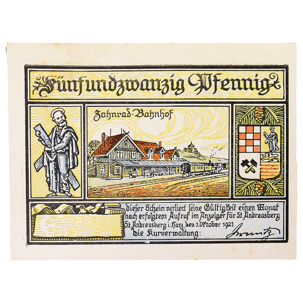 Banknot, Niemcy, Saint Andreasberg, 25 Pfennig, oiseaux 3, 1921, 1921-10-10