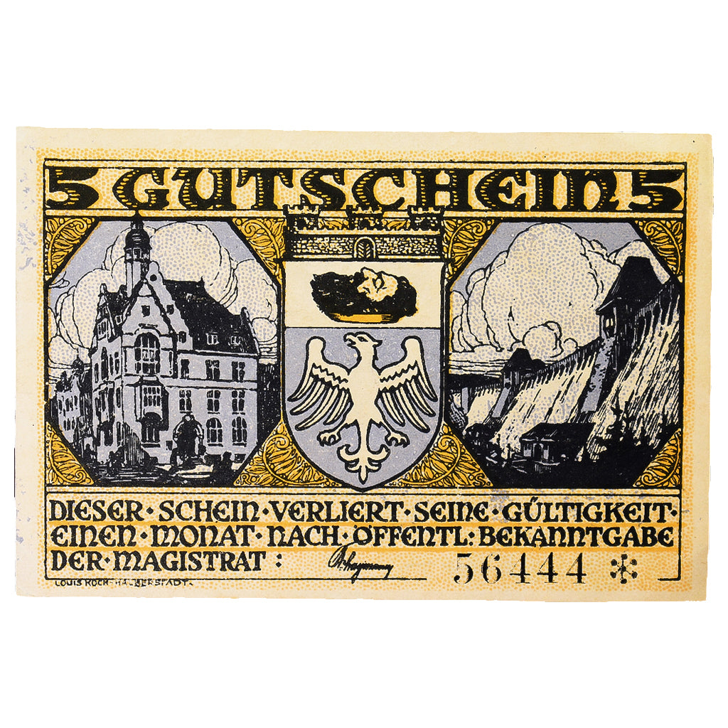 Banconote, Germania, Neheim a.d. Ruhr, 5 Mark, personnage 1, SPL, Mehl:931.1a
