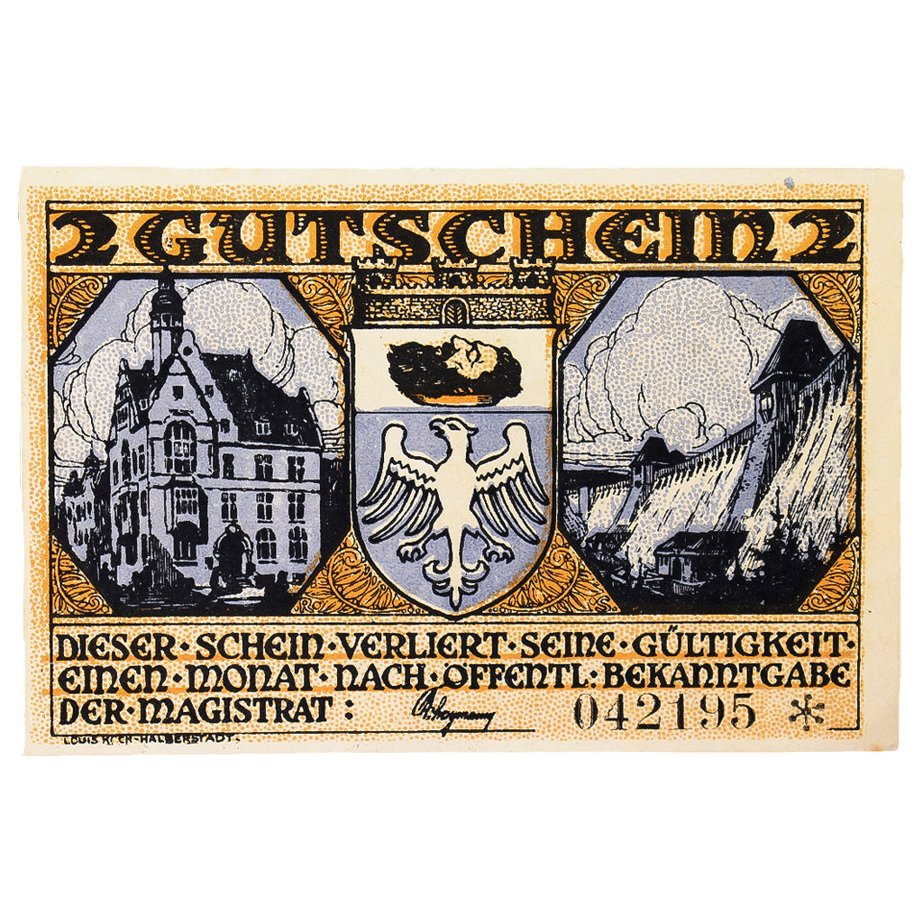 Geldschein, Deutschland, Neheim a.d. Ruhr Gemeinde, 2 Mark, personnage 2, VZ+
