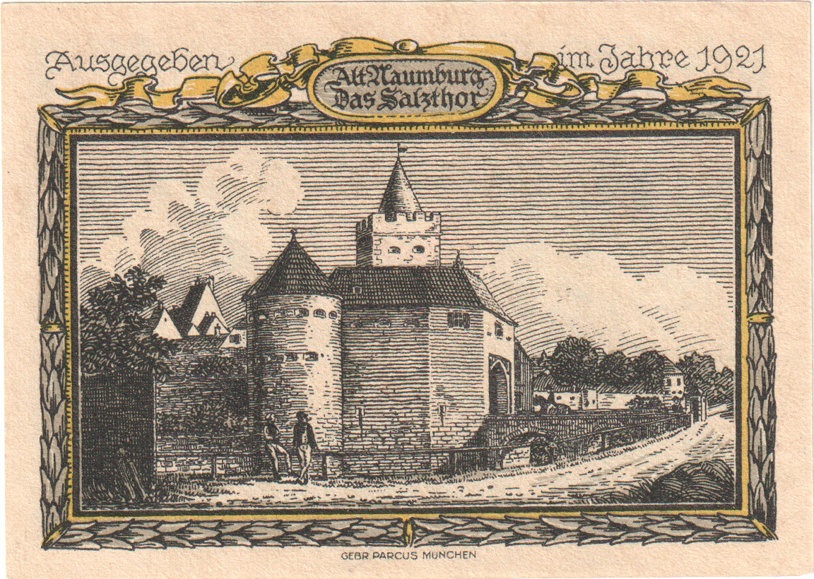 Banconote, Germania, Naumburg a.S. Stadt, 25 Pfennig, batiment 1, 1921, FDS