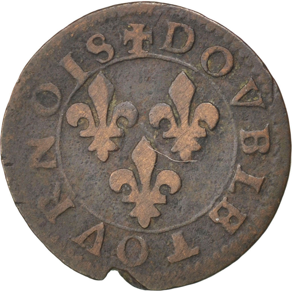 ESTADOS FRANCESES, CHÂTEAU-REGNAULT, 2 Deniers, Tournois, Cobre, BC+, CGKL:674