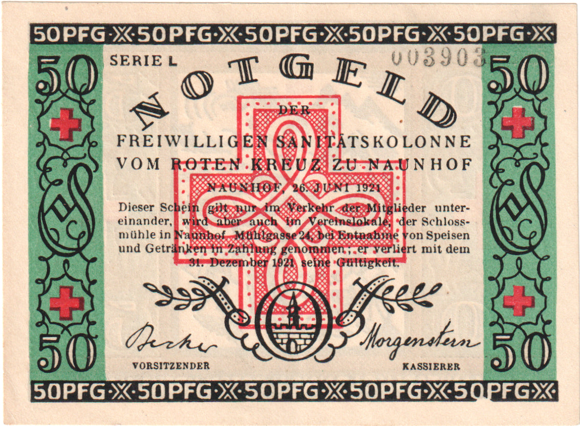 Banknot, Niemcy, Naunhof, 50 Pfennig, personnage, 1921, UNC(63), Mehl:929.1a