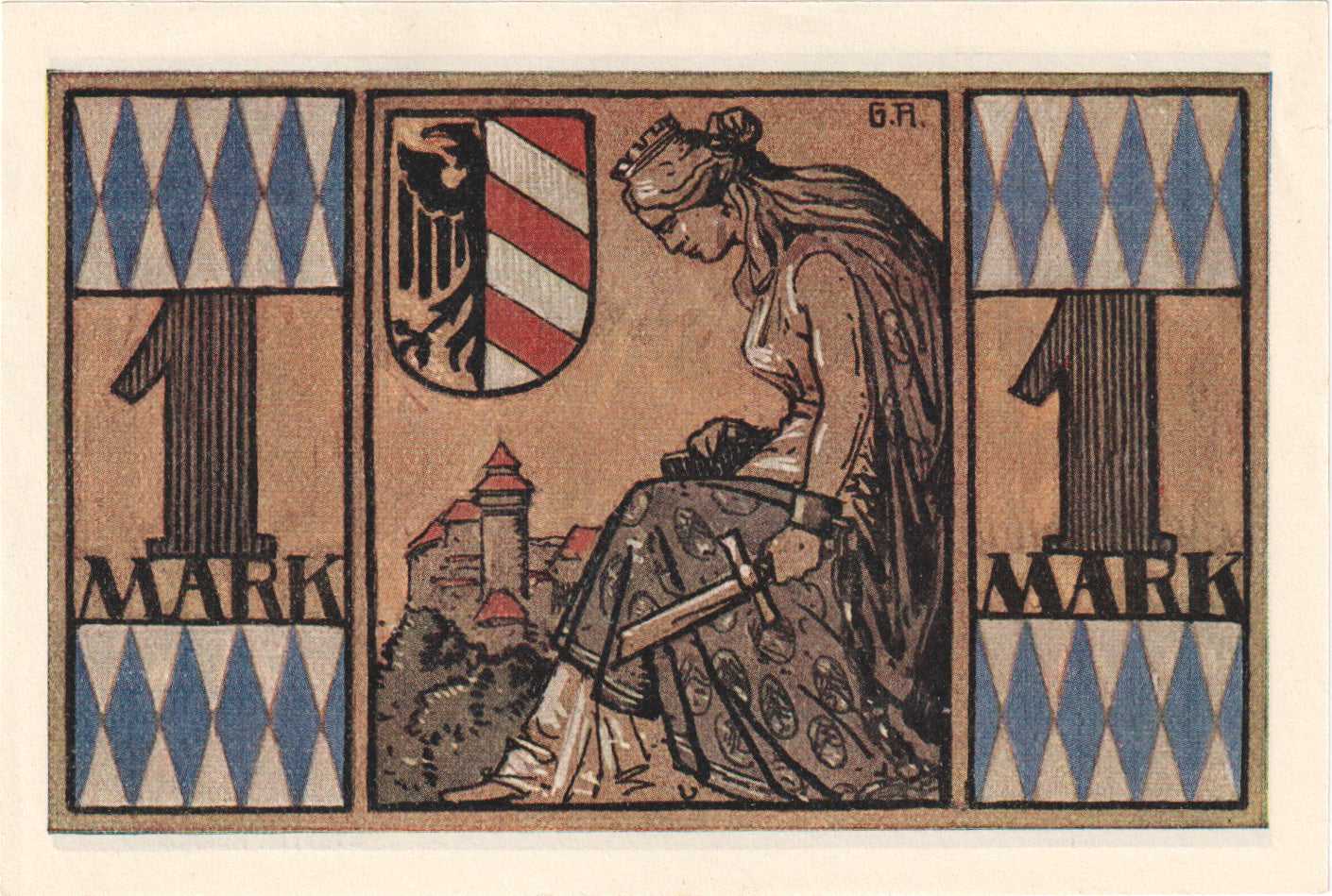 Banconote, Germania, Nürnberg Notgeldausstellung, 1 Mark, personnage, 1921
