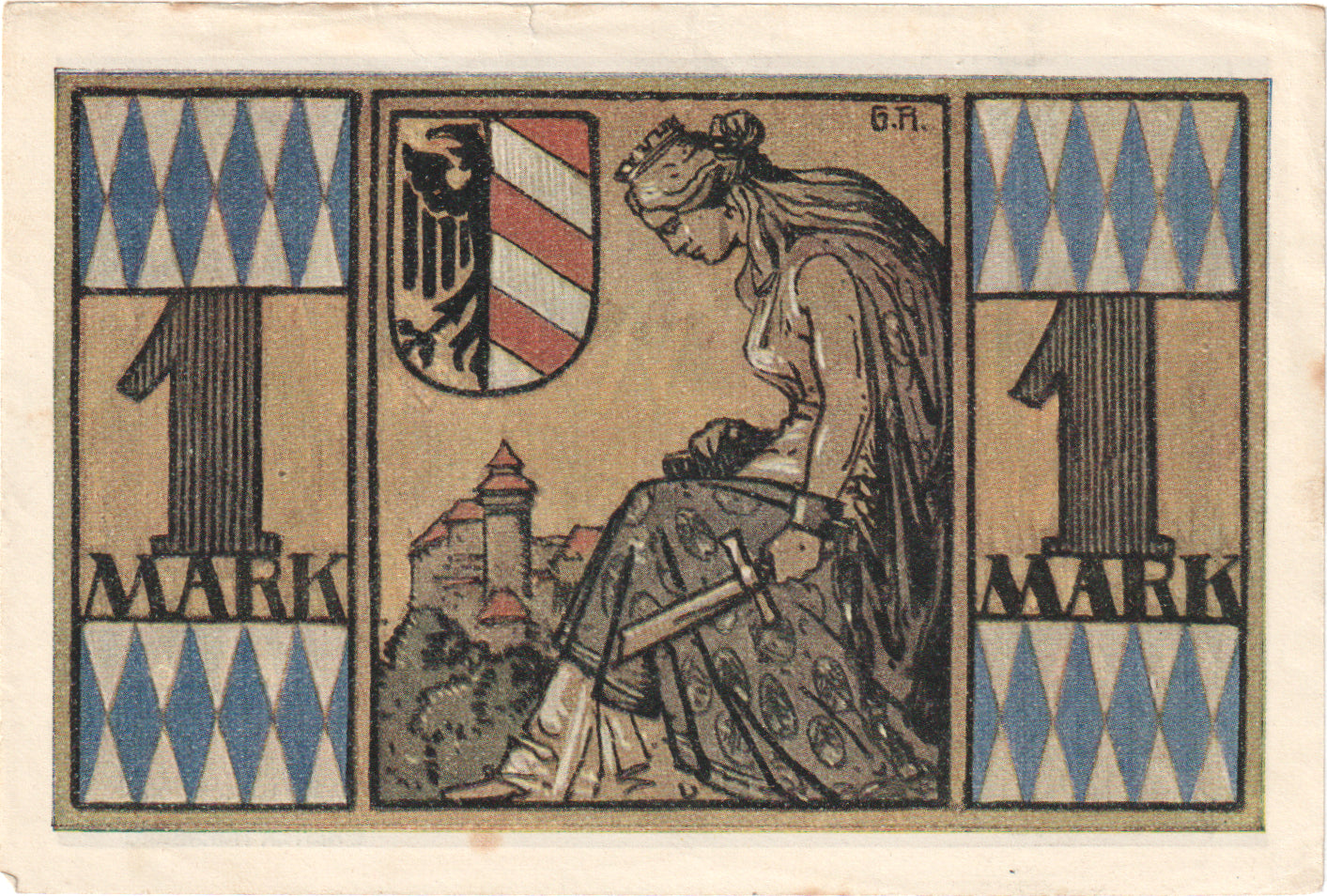 Banknot, Niemcy, Nürnberg Notgeldausstellung, 1 Mark, personnage 1, 1921