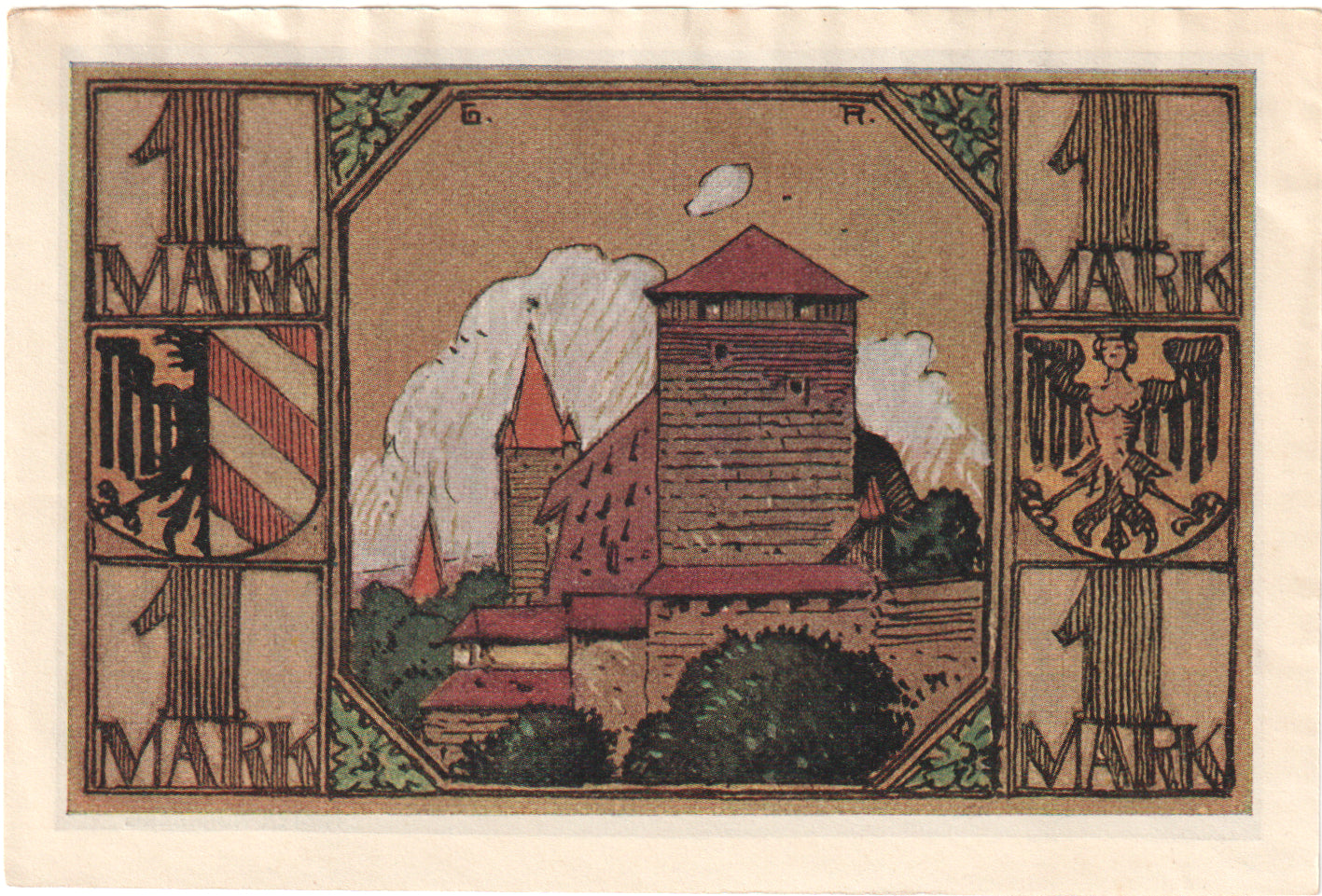 Geldschein, Deutschland, Nürnberg Notgeldausstellung, 1 Mark, village, 1921