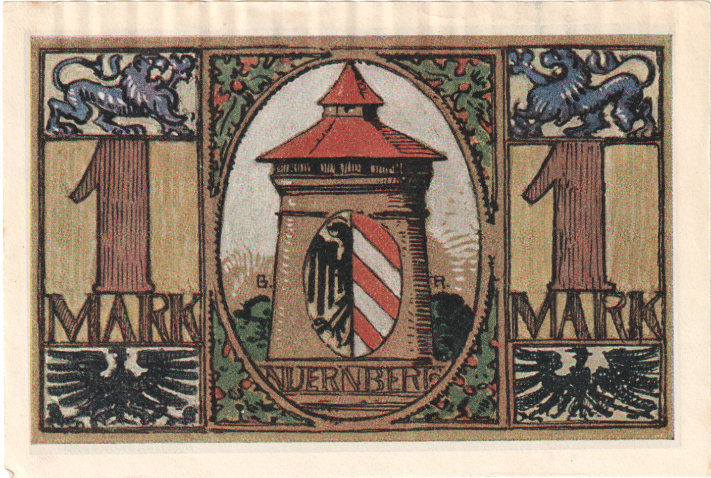 Banknot, Niemcy, Nürnberg Notgeldausstellung, 1 Mark, tour 1, 1921, 1921-07-31