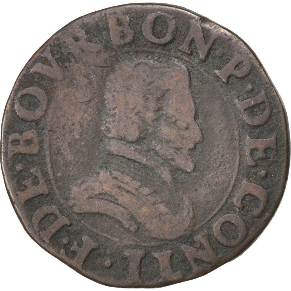 TERYTORIA FRANCUSKIE, CHÂTEAU-REGNAULT, 2 Deniers, Tournois, Miedź, VF(20-25)