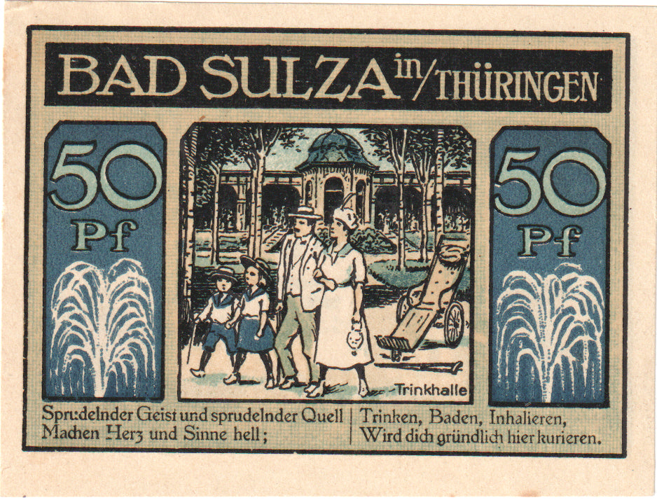 Nota, Alemanha, Sulza Bad Stadt, 50 Pfennig, personnage, 1921, 1922-12-31