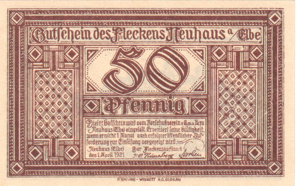 Geldschein, Deutschland, Neuhaus a.d Elbe, 50 Pfennig, Maison, 1921, 1921-04-01