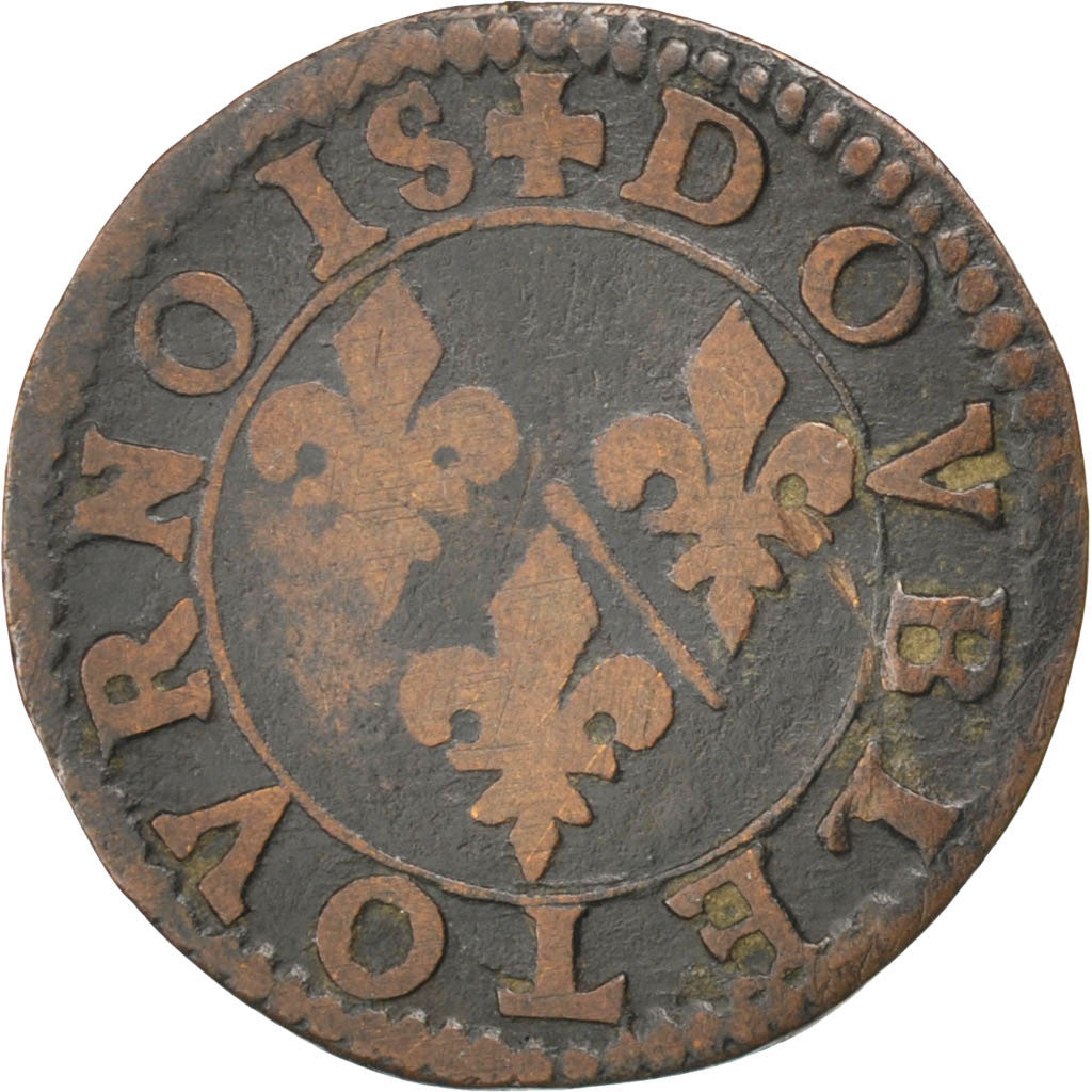 ESTADOS FRANCESES, CHÂTEAU-REGNAULT, 2 Deniers, Tournois, Cobre, VF(20-25)