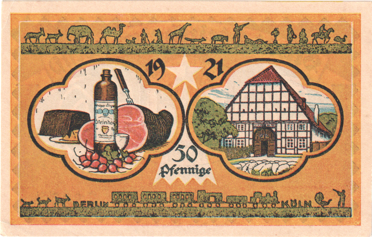 Banknot, Niemcy, Steinheim Stadt, 50 Pfennig, maison 1, 1921, 1921-03-18