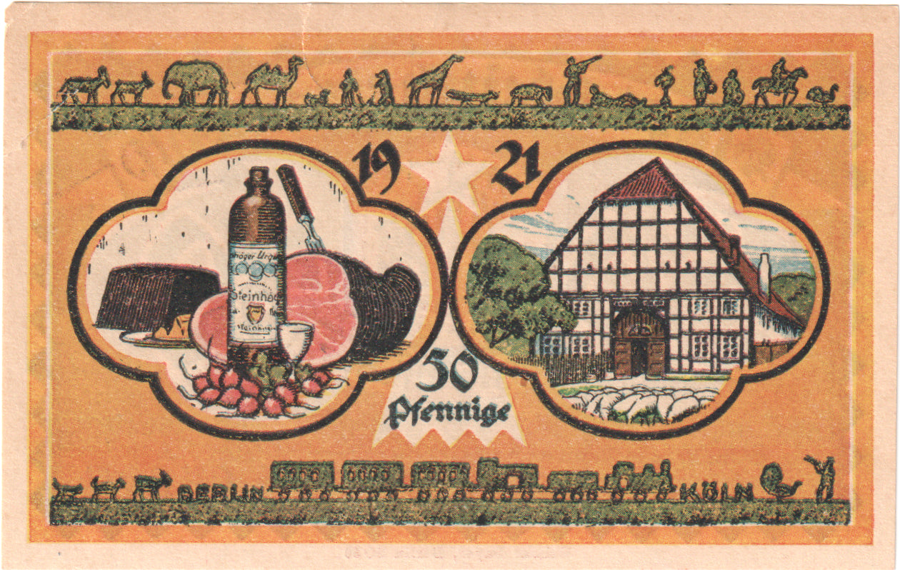 Banknot, Niemcy, Steinheim Stadt, 50 Pfennig, maison 2, 1921, 1921-03-18