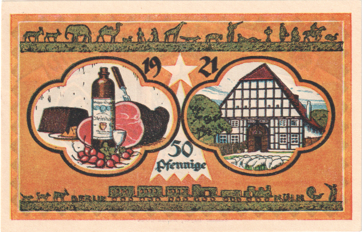 Banknot, Niemcy, Steinheim Stadt, 50 Pfennig, maison 3, 1921, 1921-03-18