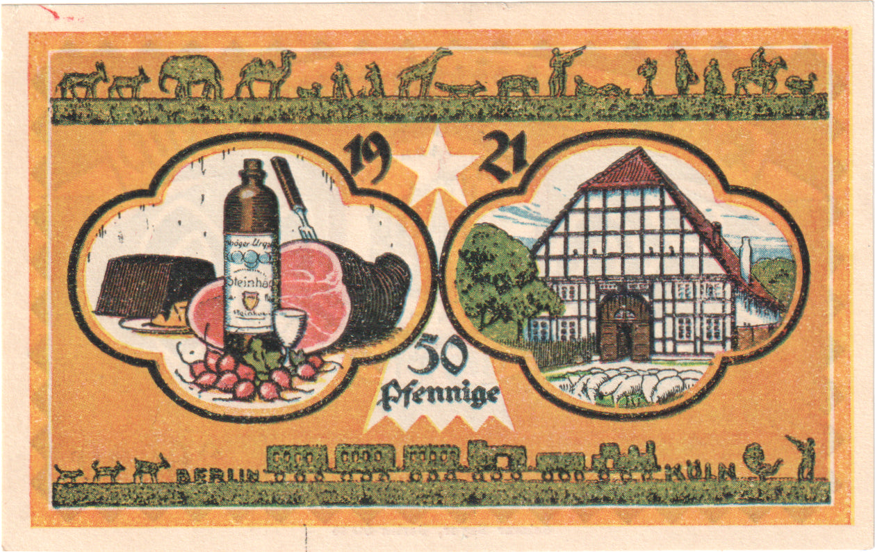 Geldschein, Deutschland, Steinheim Stadt, 50 Pfennig, Maison 4, 1921