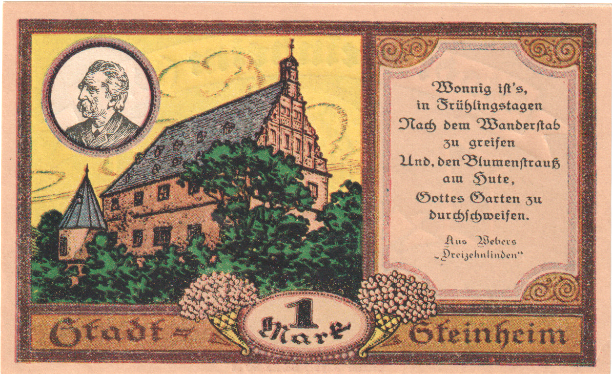 Banknot, Niemcy, Steinheim Stadt, 1 Mark, Maison, 1921, 1921-03-18, UNC(60-62)