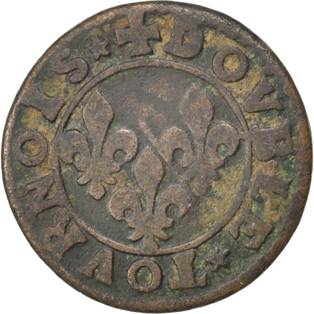 ESTADOS FRANCESES, CHÂTEAU-REGNAULT, 2 Deniers, Tournois, Cobre, VF(20-25)