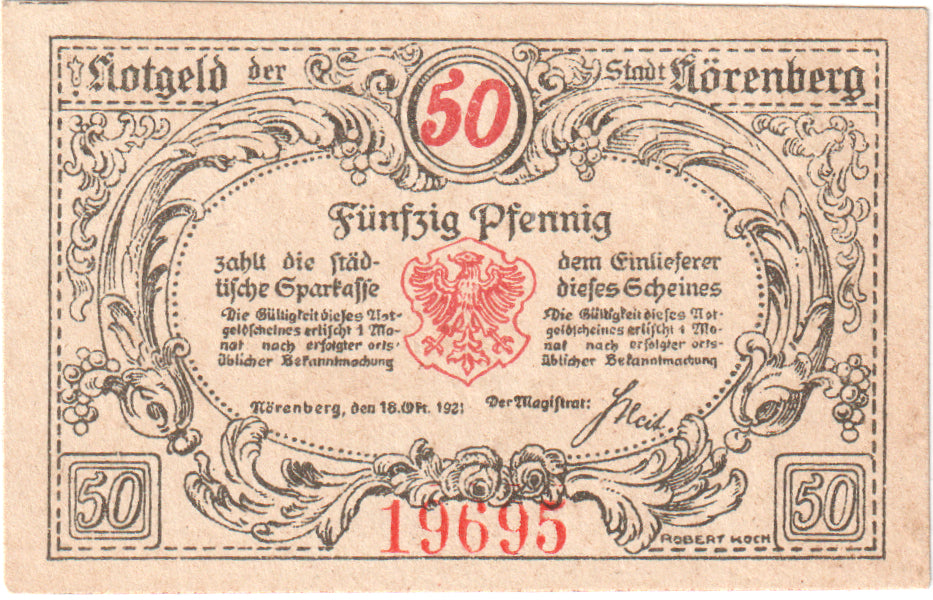 Banconote, Germania, Norenberg Stadt, 50 Pfennig, Animaux 3, 1920, 1920-06-01