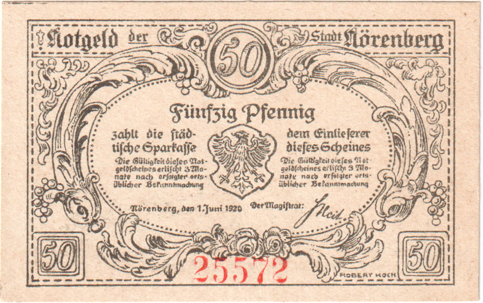 Banconote, Germania, Norenberg Stadt, 50 Pfennig, Animaux 4, 1920, 1920-06-01
