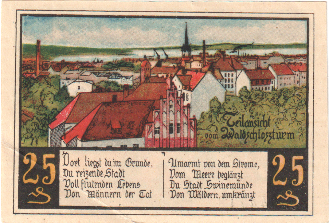 Banconote, Germania, Swinemünde, 25 Pfennig, village, Undated (1922), FDS