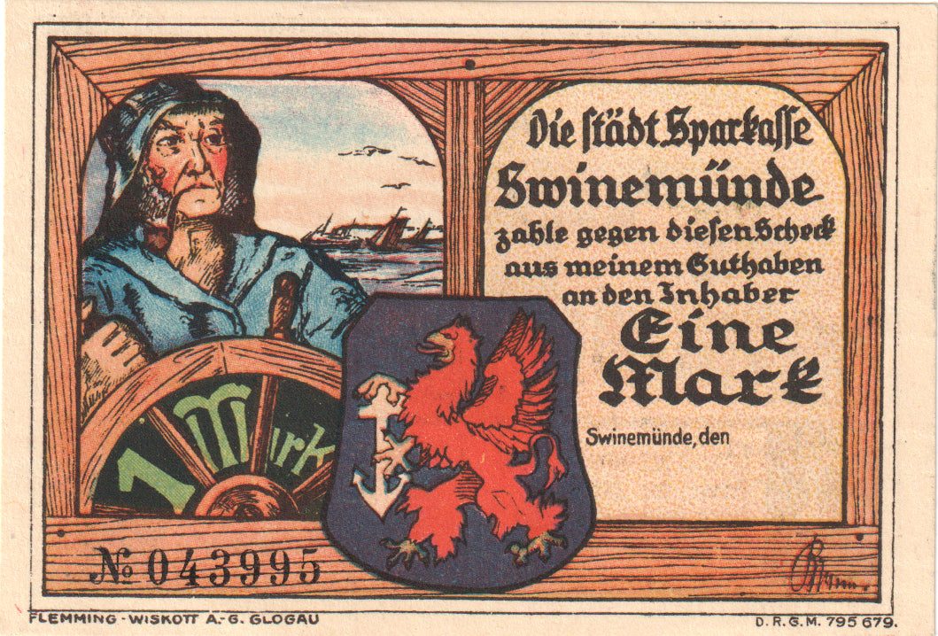 Banconote, Germania, Swinemünde, 1 Mark, Batiment, Undated (1922), FDS