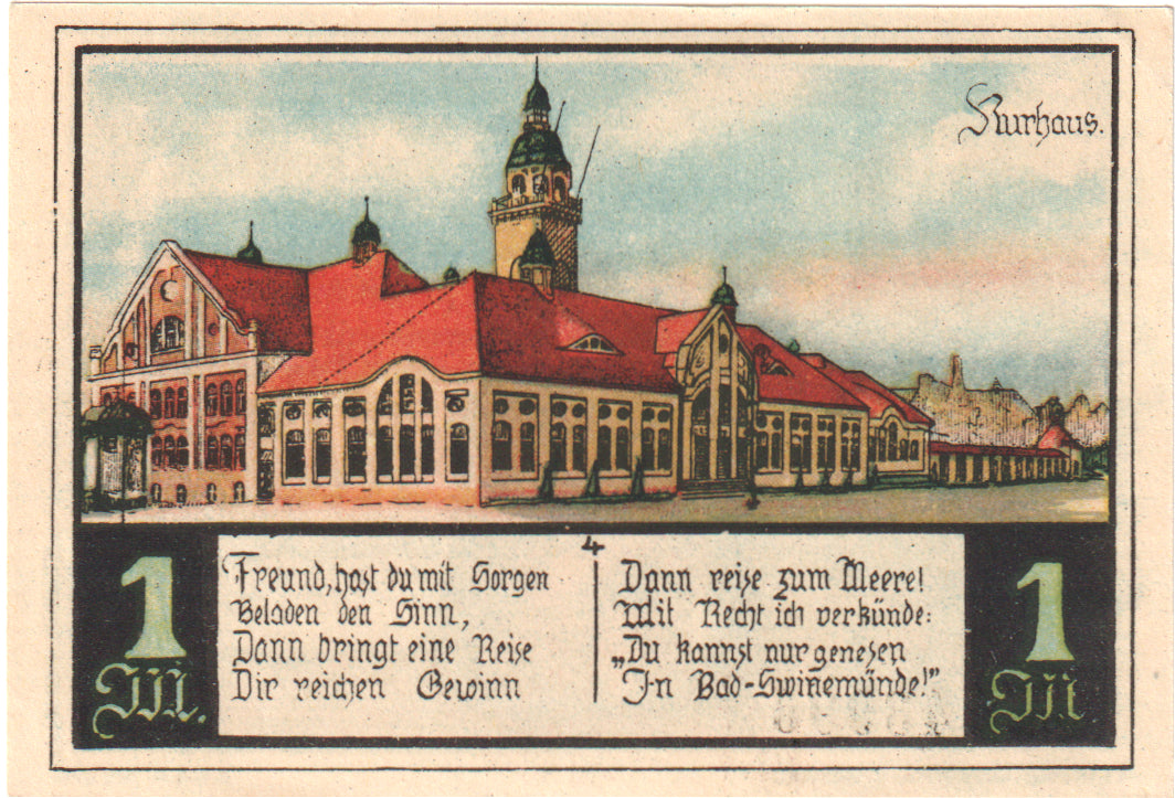 Banconote, Germania, Swinemünde, 1 Mark, Batiment, Undated (1922), FDS
