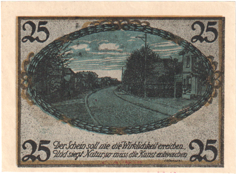 Nota, Alemanha, Schnelsen Gemeinde, 25 Pfennig, rue, UNC(60-62), Mehl:1192.1