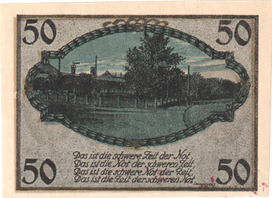 Geldschein, Deutschland, Schnelsen Gemeinde, 50 Pfennig, rue, VZ+, Mehl:1192.1
