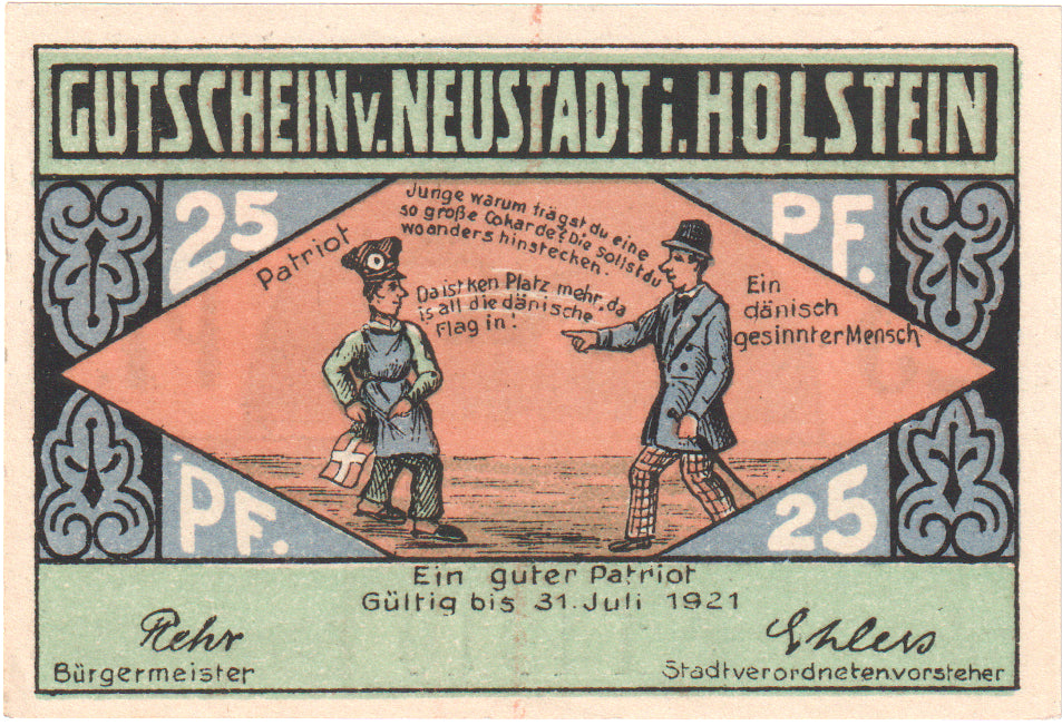 Billete, Alemania, Neustadt i. Holstein Stadt, 25 Pfennig, personnage, O.D