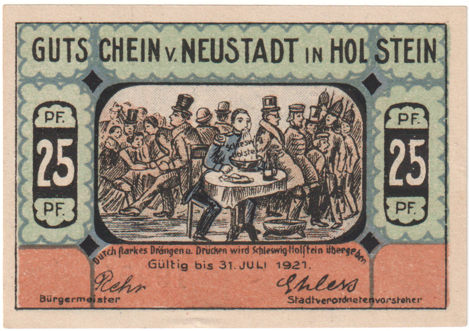 Nota, Alemanha, Neustadt i. Holstein Stadt, 25 Pfennig, personnage, O.D