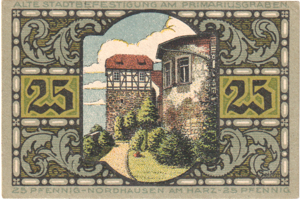 Banknot, Niemcy, Nordhausen Stadt, 25 Pfennig, batiment 2, 1921, 1921-05-01