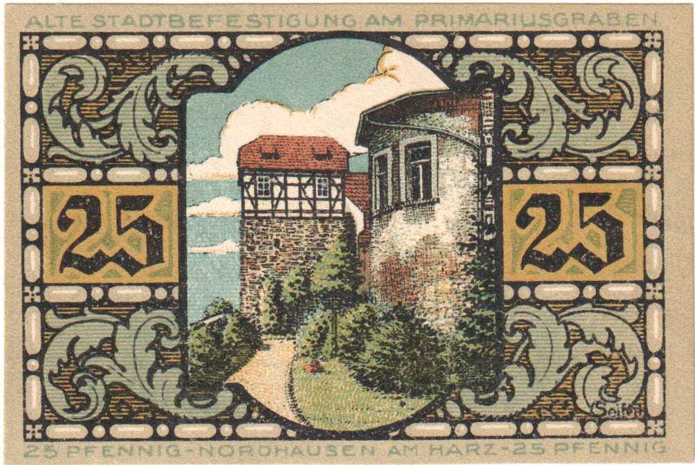 Nota, Alemanha, Nordhausen Stadt, 25 Pfennig, batiment 3, 1921, 1921-05-01