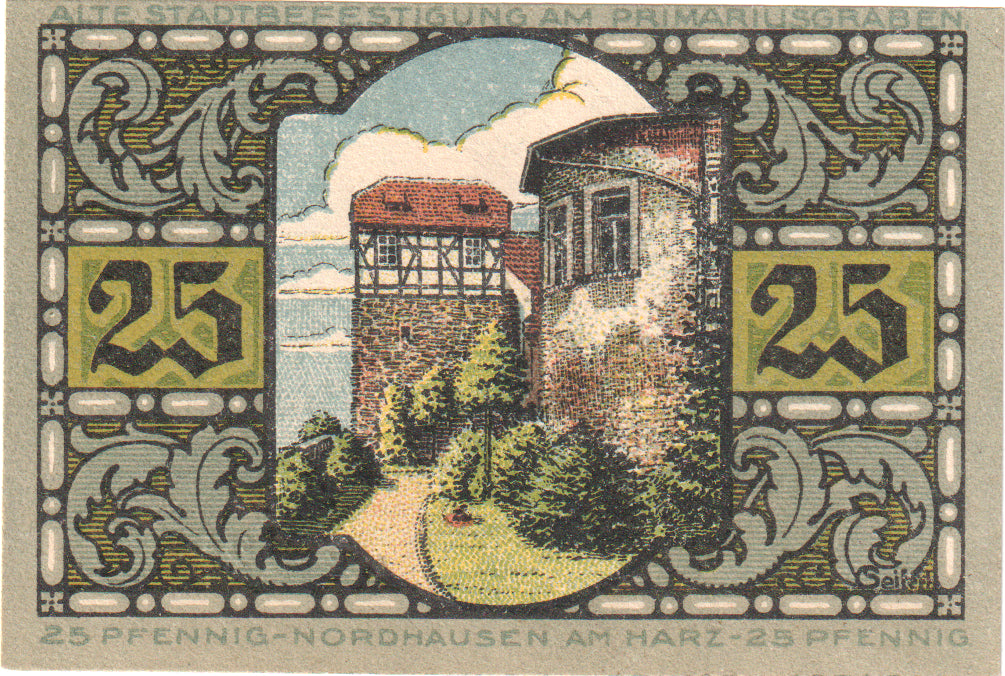 Nota, Alemanha, Nordhausen Stadt, 25 Pfennig, Batiment 4, 1921, 1921-05-01
