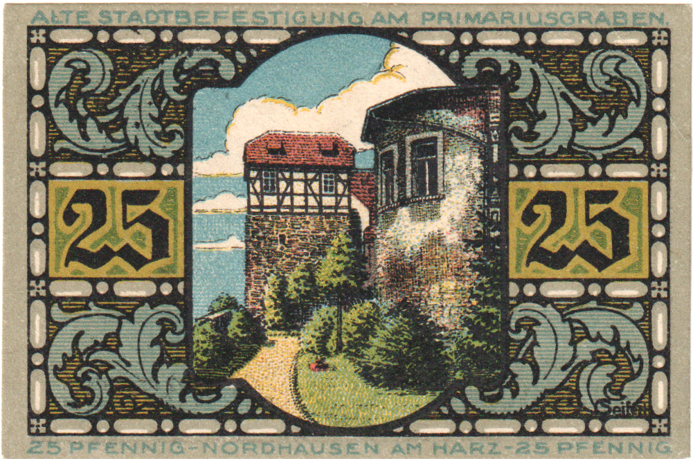 Geldschein, Deutschland, Nordhausen Stadt, 25 Pfennig, Batiment 5, 1921