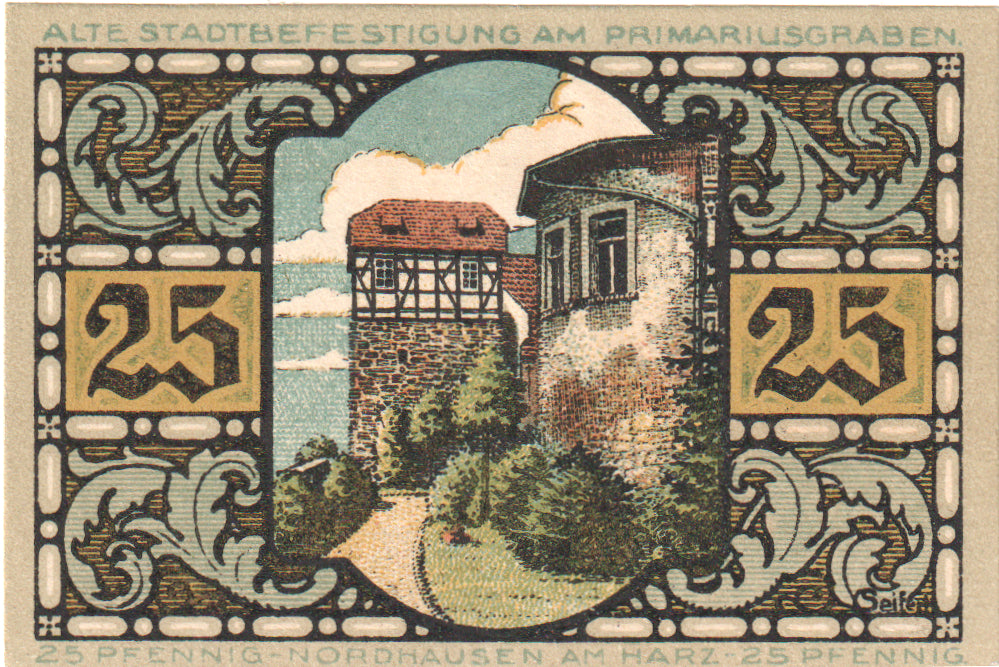 Banknot, Niemcy, Nordhausen Stadt, 25 Pfennig, Batiment 5, 1921, 1921-05-01