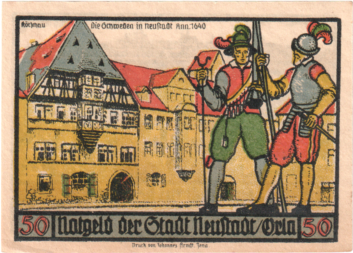 Banknot, Niemcy, Neustadt a.d Orla Stadt, 50 Pfennig, personnage, 1921