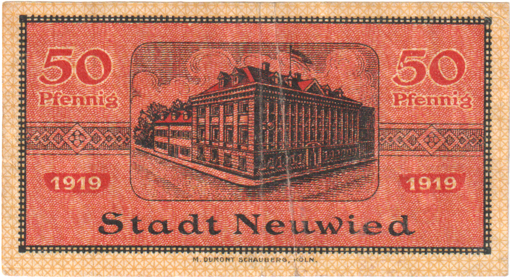 Banknot, Niemcy, Neuwied Stadt, 50 Pfennig, Batiment, 1918, 1918-10-31