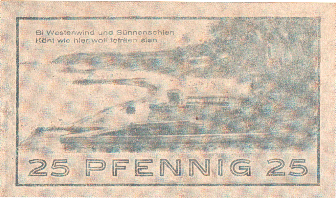 Nota, Alemanha, Niendorf, 25 Pfennig, paysage, 1921, 1921-03-01, UNC(60-62)