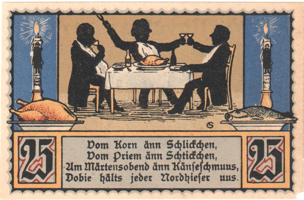 Nota, Alemanha, Nordhausen Stadt, 25 Pfennig, personnage 2, 1921, 1921-05-01