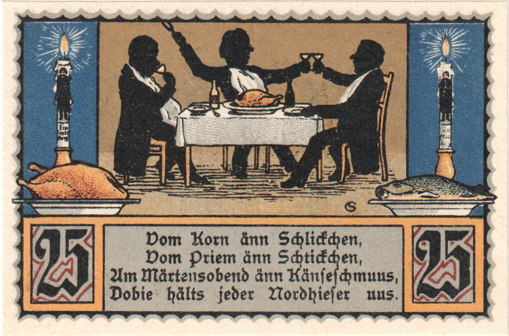 Nota, Alemanha, Nordhausen Stadt, 25 Pfennig, personnage 4, 1921, 1921-05-01