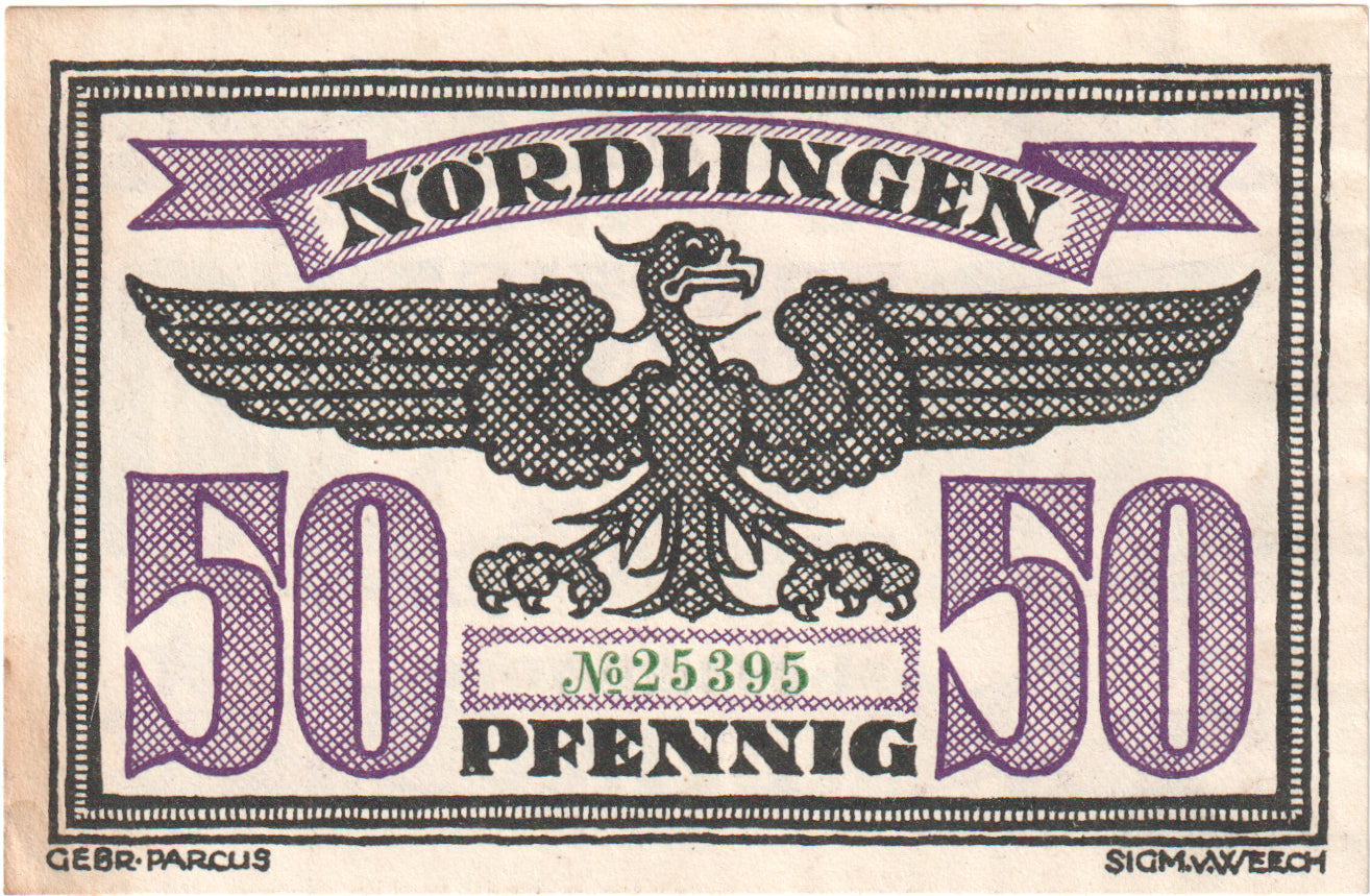 Nota, Alemanha, Nordlingen, 50 Pfennig, valeur faciale, 1918, 1918-10-02
