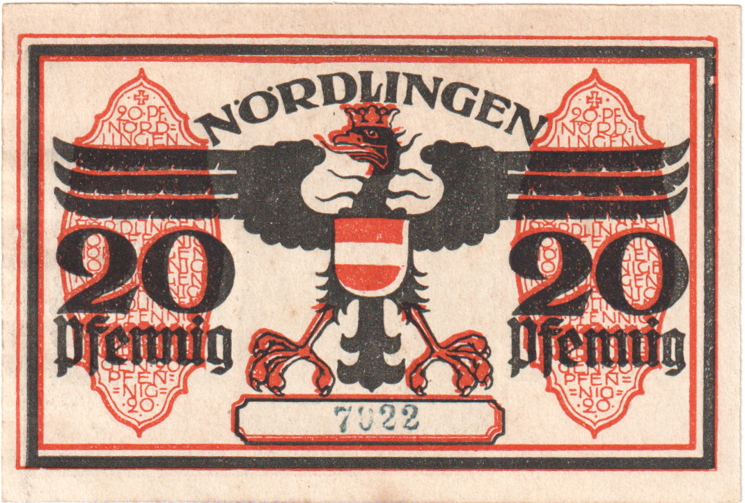 Geldschein, Deutschland, Nordlingen, 20 Pfennig, tour 3, 1918, 1918-10-02, UNZ-