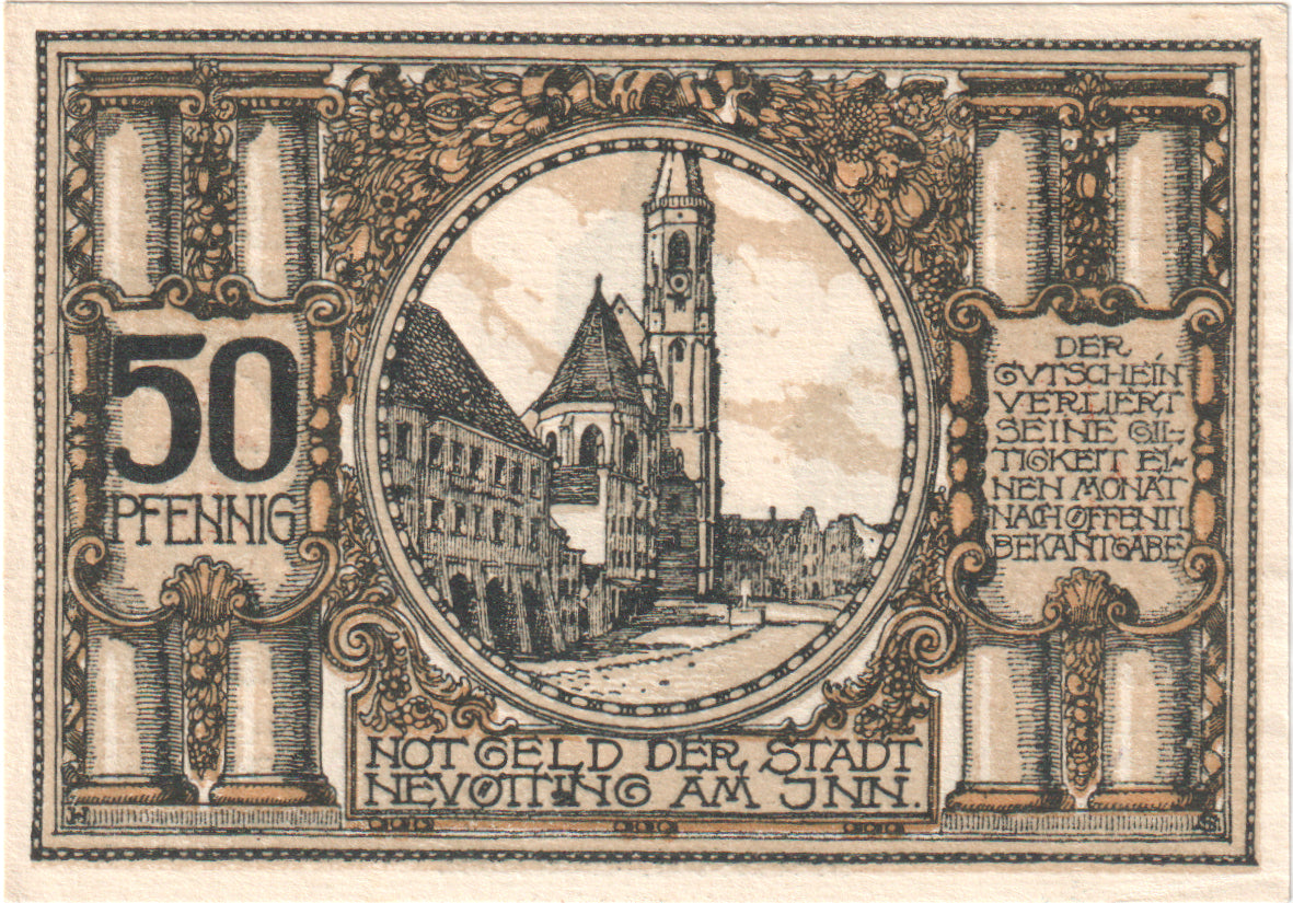 Nota, Alemanha, Neuötting Stadt, 50 Pfennig, place, 1921, UNC(60-62)