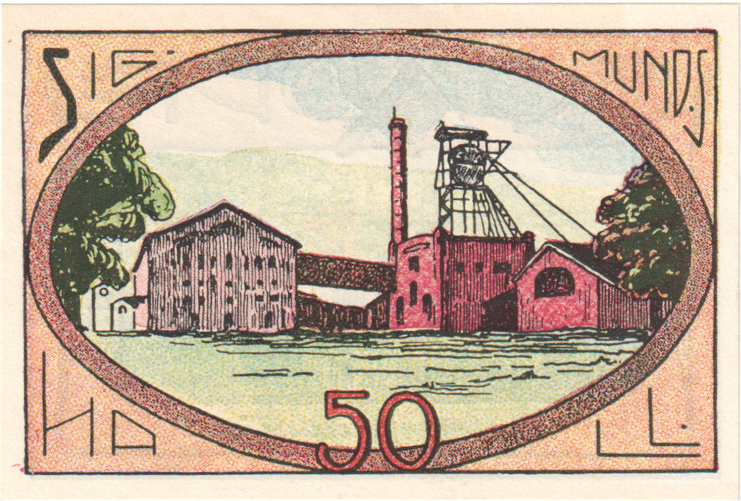 Geldschein, Deutschland, Neustadt Am Rubenberge Stadt, 50 Pfennig, paysage