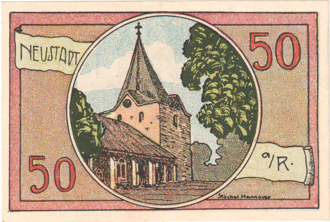 Banknot, Niemcy, Neustadt Am Rübenberge Kreissparkasse, 50 Pfennig, pont, 1922