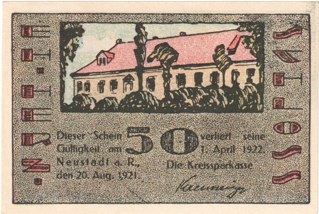 Geldschein, Deutschland, Neustadt Am Rübenberge Kreissparkasse, 50 Pfennig
