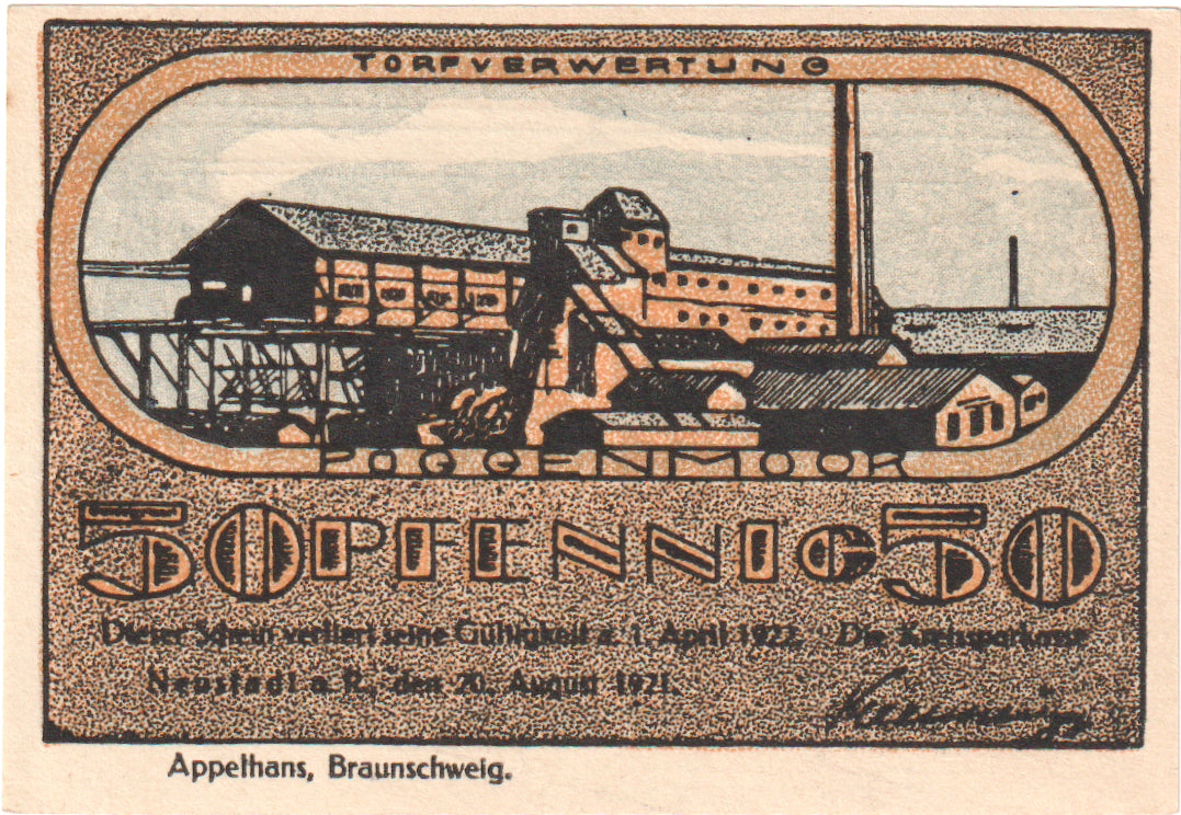 Banknot, Niemcy, Neustadt Am Rübenberge Kreissparkasse, 50 Pfennig, Usine