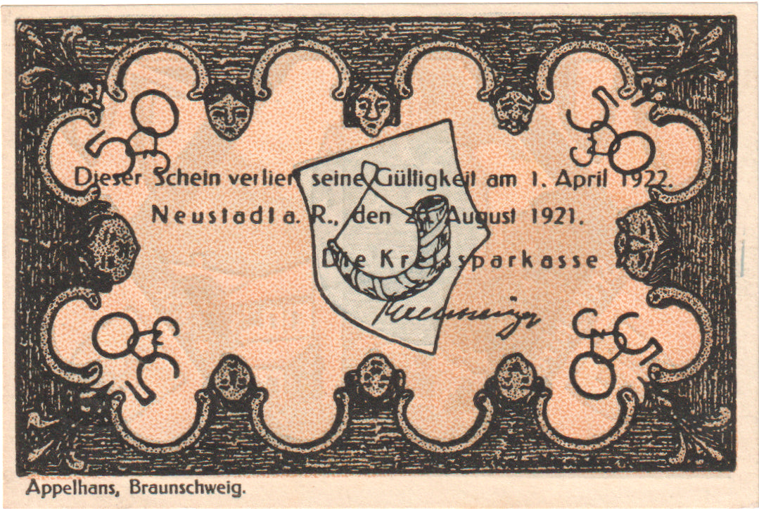 Banknot, Niemcy, Neustadt Am Rübenberge Kreissparkasse, 50 Pfennig, Batiment