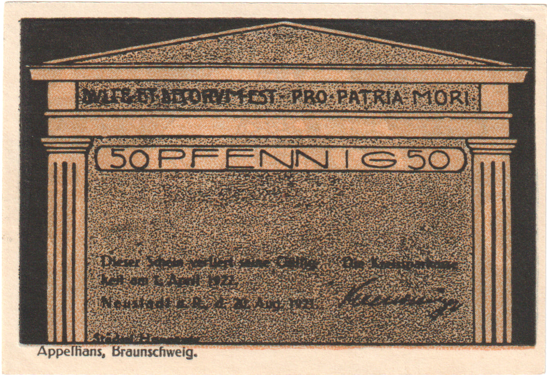 Geldschein, Deutschland, Neustadt Am Rübenberge Kreissparkasse, 50 Pfennig